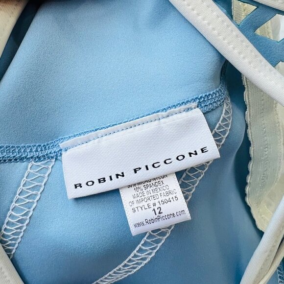 ❤️ Robin Piccone Brit Scuba contrasted trims one piece in blue Size 12 L42 - Picture 5 of 9